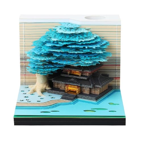 3D Notizblock, 2025 Tischkalender Notizblock, Kreativer Tischkalender DIY Notizblock, 3D Notizblock Papierskulptur Geschenk, 3D Kunstkalender, Tischkalender Magic Castle (Blauer Baum) von MAYYOONA