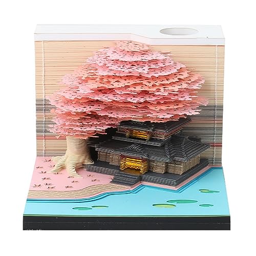 3D Notizblock, 2025 Tischkalender Notizblock, Kreativer Tischkalender DIY Notizblock, 3D Notizblock Papierskulptur Geschenk, 3D Kunstkalender, Tischkalender Magic Castle (Rosa Baum) von MAYYOONA