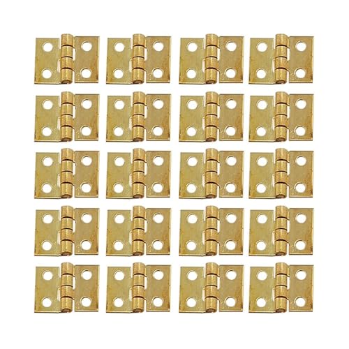 MAYyhem 25 Stück winzige goldene Mini-Metallscharniere for Haus, Miniatur-Schrank, Möbelbeschläge, Schränke, 10 x 8 mm, Heim-Hardware von MAYyhem