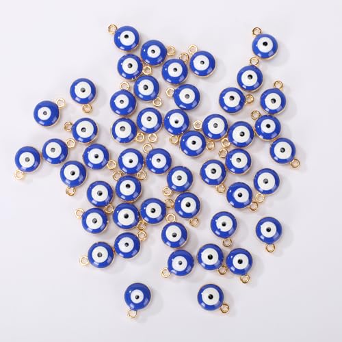 Evil Eye Perlen, 50 Stück, 8 mm, türkisches blaues Glücksauge für DIY-Armbänder, Ohrringe, Halsketten von MAZVYLF