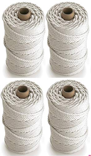 MB Cordas Baumwollgarn 5mm 400 m - Natürliche Baumwollkordel - 3PLY Starke Baumwollschnur - Makramee SeilTraumfänger, Wandbehang, Stricken, Häkeln – Natur (EcruWeiß) von MB Cordas