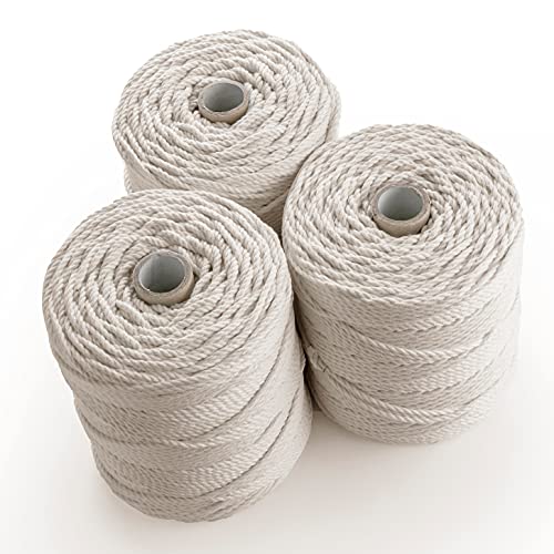 MB Cordas Makramee-Seil 4mm 600m - Natürliche Baumwollkordel - 3PLY Starke Baumwollschnur - Makramee Traumfänger, Wandbehang, Stricken, Häkeln - Ecru Weiß von MB Cordas