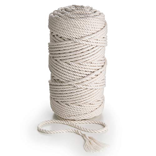 MB Cordas Makramee-Seil 6mm 140 m - Natürliche Baumwollkordel - 3PLY Starke Baumwollschnur - Makramee Traumfänger, Wandbehang, Stricken, Häkeln – Natur (EcruWeiß) von MB Cordas