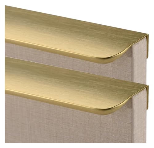 Versteckte Schubladengriffe, 2 Stück, lange Kleiderschranktürgriffe, gebürstetes Gold, Küchenschrankgriffe, unsichtbare Schrankschubladengriffe, versteckte Möbelgriffe, Aluminiumlegierung(Length 80mm) von MBHHU