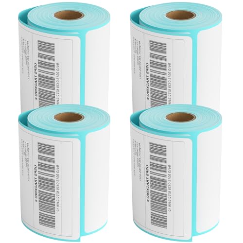 Thermo-Etiketten, perforiert, 10,2 x 15,2 cm, Thermo-Etikettenpapierrolle, kompatibel mit MUNBYN Rollo Zebra Drucker, 250 Etiketten/1 Rolle, 4 Rollen von MBLABEL