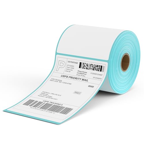 Thermo-Etiketten, perforiert, 10,2 x 15,2 cm, Thermo-Etikettenpapierrolle, kompatibel mit MUNBYN Rollo Zebra Drucker, 450 Etiketten/1 Rolle von MBLABEL