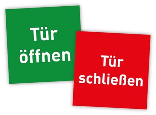 2x Aufkleber „Tür öffnen & Tür schließen“ im Set für Taster Schalter Brandschutztür Feststellanlage | 52x52 mm Made in Germany, Größen Name: 1x Sparset | 52x52 mm von MBS-SIGNS