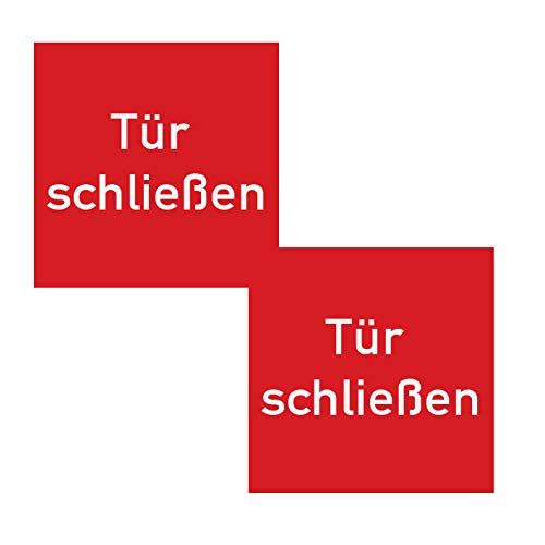 2x Aufkleber „Tür schließen“ für Taster Schalter Brandschutztür Feststellanlage Rot | 70 x 70 mm Made in Germany von MBS-SIGNS