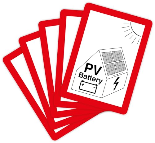 5 Stück – Aufkleber Brandschutzzeichen „PV-Anlage Battery“ Hinweis Folie selbstklebend | 10,5 x 14,8 cm Made in Germany von MBS SIGNS