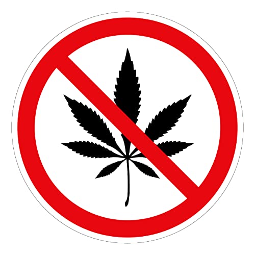 5 Stück – Aufkleber Sticker Verbotszeichen „Cannabis verboten“ Verbot Hinweis Folie selbstklebend | Ø5-30cm Made in Germany, Größen Name: 5 Stück | Ø15cm von MBS-SIGNS