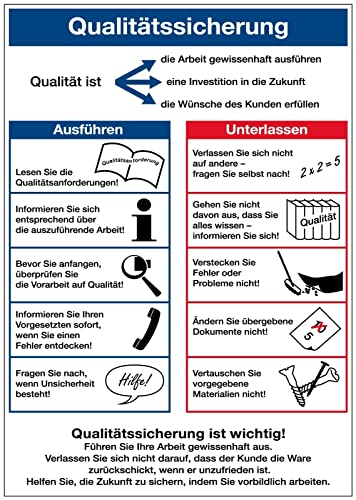 Aufkleber Aushang Hinweis „Motivationstafel Qualitätssicherung“ QM Schild Folie selbstklebend | Größe wählbar Made in Germany, Größe: 42x59,5cm von MBS SIGNS