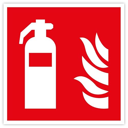 Aufkleber Brandschutzzeichen „Feuerlöscher“ Symbol Folie selbstklebend nach ISO 7010 Rot (F001) | 5-40 cm Made in Germany, Größe: 15x15cm von MBS-SIGNS