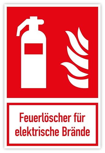 Aufkleber Brandschutzzeichen „Feuerlöscher für elektrische Brände“ Kombischild Symbol Folie nach ISO 7010 (F001) | 20x30cm Made in Germany von MBS-SIGNS