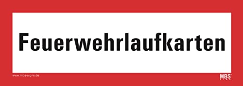 Aufkleber Brandschutzzeichen „Feuerwehrlaufkarten“ Feuerwehr Hinweis Folie selbstklebend | Größen wählbar Made in Germany, Größen Name: 7,4x21 cm von MBS-SIGNS