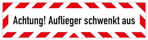 Aufkleber Fahrzeug „Achtung! Auflieger schwenkt aus“ Kfz Warnmarkierung Folie | Größe wählbar Made in Germany, Größen Name: 50 x 12,5 cm von MBS-SIGNS