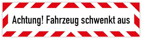 Aufkleber Fahrzeug „Achtung! Fahrzeug schwenkt aus“ Kfz Warnmarkierung Folie | Größe wählbar Made in Germany, Größen Name: 50 x 12,5 cm von MBS-SIGNS