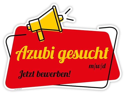 Aufkleber Hinweis „Azubi gesucht m/w/d“ Bewerbung Folie 7 Farbkombis Varianten wählbar | 30x22 cm Made in Germany, Formatvorlagen Name: Rot/Gelb von MBS-SIGNS