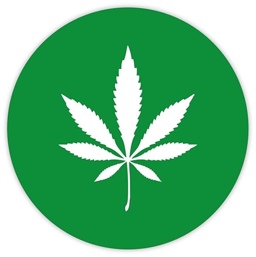 Aufkleber Hinweis „Cannabis/Hanf erlaubt“ Sticker Folie selbstklebend, grün/weiß | Ø5-30cm Made in Germany, Größen Name: Ø15 cm von MBS-SIGNS