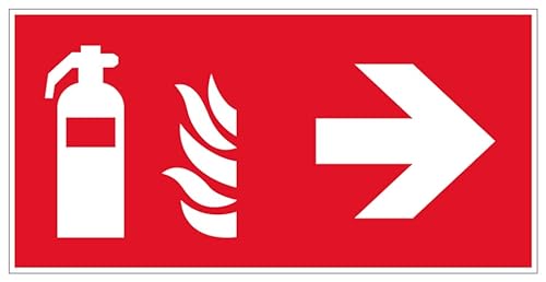 Aufkleber Richtungs-Hinweis „Feuerlöscher“ Brandschutz Symbol Folie nach ISO 7010 (F001) | 30x15cm Made in Germany, Größe: Rechts | 30x15cm von MBS-SIGNS