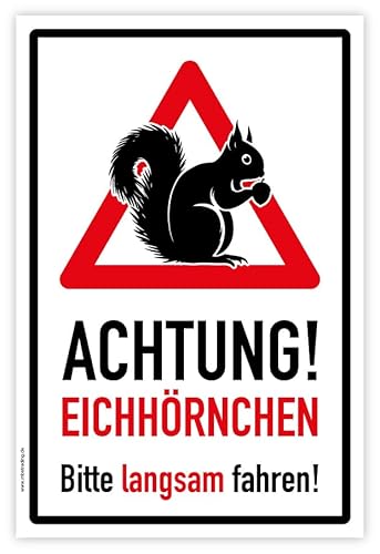 Aufkleber Hinweis Warnung „Achtung Eichhörnchen! Bitte langsam fahren“ Sticker Folie | Größe wählbar Made in Germany, Größen Name: 40x60 cm von MBS-SIGNS