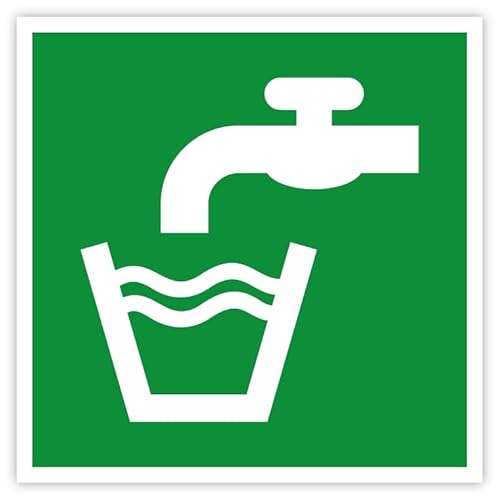 Aufkleber Rettungszeichen „Trinkwasser“ Symbol Schild Folie selbstklebend nach ISO 7010 | 5-30 cm Made in Germany, Größen Name: 15x15cm von MBS-SIGNS
