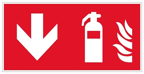 Aufkleber Richtungs-Hinweis „Feuerlöscher“ Brandschutz Symbol Folie nach ISO 7010 (F001) | 30x15cm Made in Germany, Größe: Unten | 30x15cm von MBS-SIGNS