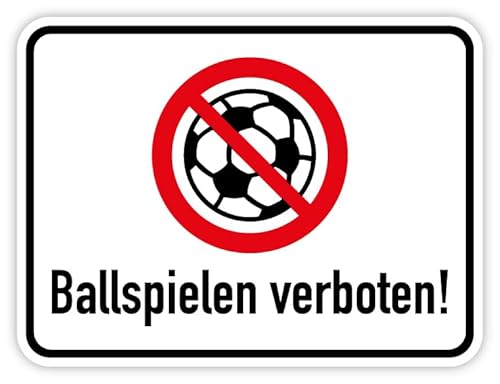 Aufkleber Verbot Hinweis „Ballspielen verboten!“ Warnung Schild Folie selbstklebend | Größe wählbar Made in Germany, Größen Name: 10x7,5 cm von MBS SIGNS