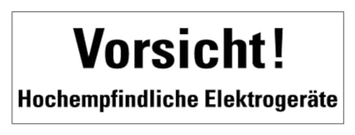 Aufkleber Verpackungs-Kennzeichnung „Vorsicht! Hochempfindliche Elektrogeräte“ Hinweis Sticker Folie, s/w | Größe wählbar Made in Germany, Größen Name: 2,5x7,5cm von MBS SIGNS