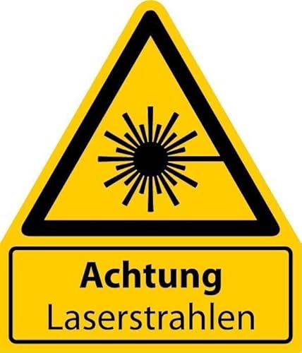 Aufkleber Warnaufkleber „Achtung Laserstrahlen“ Warnung Hinweis Folie ähnl. ISO 7010 | Größen wählbar Made in Germany, Größen Name: 105x123 mm von MBS-SIGNS