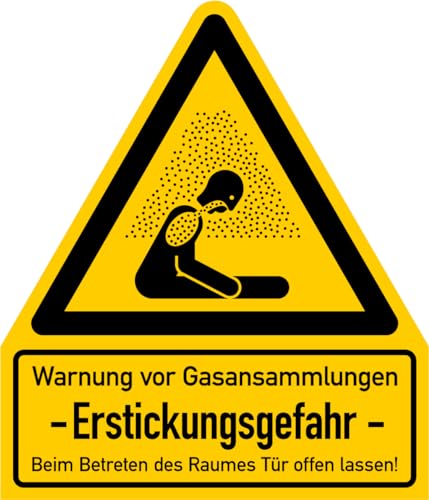 Aufkleber Warnhinweis „Warnung vor Gasansammlungen – Erstickungsgefahr –“ Folie selbstklebend ISO 7010 (W041) | Größen wählbar Made in Germany, Größe: 105x123 mm von MBS-SIGNS