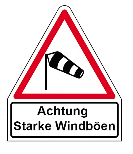 Aufkleber Warnung „Achtung starke Windböen“ Gefahr Schild Folie | Größen wählbar Made in Germany, Größen Name: 52x61 mm von MBS-SIGNS