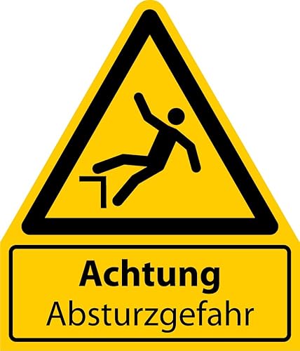 Aufkleber Warnung Hinweis „Achtung Absturzgefahr“ Folie selbstklebend Symbol ISO 7010 | Größen wählbar Made in Germany, Größen Name: 420 x 490 mm von MBS-SIGNS