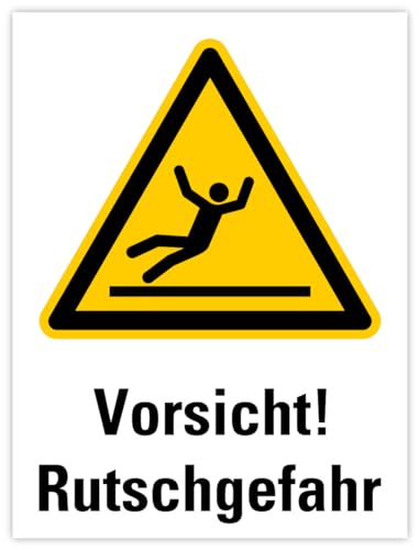 Aufkleber Warnung "Vorsicht! Rutschgefahr" Warn Schild Folie ähnl. ISO 7010 | Größe wählbar Made in Germany, Größen Name: 15x20 cm von MBS-SIGNS