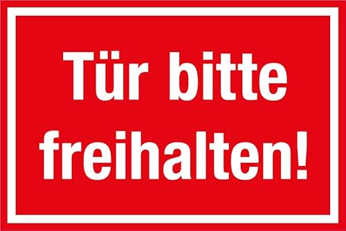 Türaufkleber „Tür bitte freihalten!“ Hinweis Farbiger Hintergrund | Varianten wählbar Made in Germany, Größen Name: Rot | Weiss, Material: 30x20 cm von MBS-SIGNS