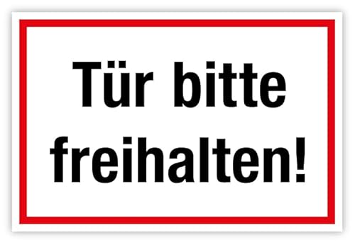 Türaufkleber „Tür bitte freihalten!“ Hinweis Weißer Hintergrund | Varianten wählbar, Größen Name: Weißer Hintergrund | Roter Rahmen, Material: 60x40 cm von MBS-SIGNS