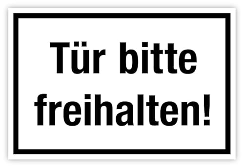 Türaufkleber „Tür bitte freihalten!“ Hinweis Weißer Hintergrund | Varianten wählbar, Größen Name: Weißer Hintergrund | Schwarzer Rahmen, Material: 15x10 cm von MBS-SIGNS