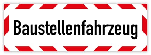 Warnaufkleber "Baustellenfahrzeug" Warnhinweis Baustelle Schild Folie 35x10 / 42x10 / 45x15 / 65x20cm Made in Germany, Größen Name: 65x20 cm von MBS-SIGNS