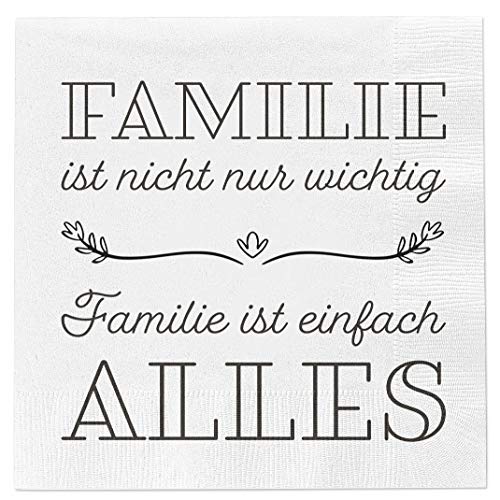 40 Stück Servietten Papierservietten mit Spruch 3-lagig 33x33cm Feier Familienfeier Party Geburtstag Gäste Tischdeko (Familie ist alles) von MC-Trend