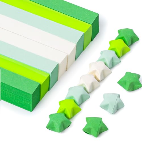 MCPINKY 1080 Blatt Star Origami Papier, Grüner Stern Papierstreifen Doppelseitiges Origami Sterne Papier Glücksstern Papier für DIY Handwerk Kunst Schulbedarf von MCPINKY