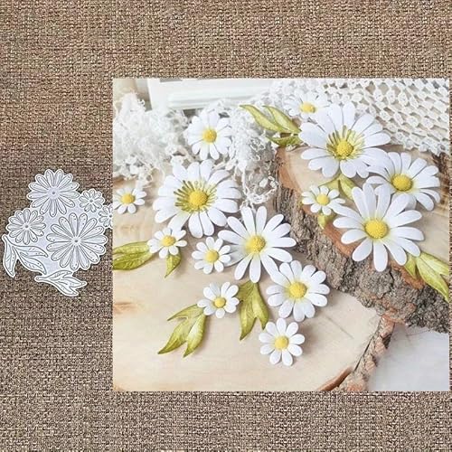 Weiße Chrysanthemen-Metall-Stanzform für Scrapbooking, elegante Blumen-Stanzformen für Trauerkarten und künstlerische Tagebücher von MCPOOX