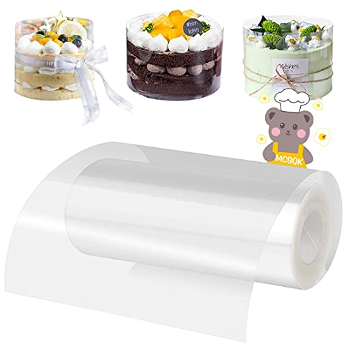 Tortenrandfolie, MCSQK 15cm x 10m Kuchen Kragen Transparent Acetat Rolle Kuchen Halsbänder, Tortenfolie Torten Verpackung Folie Cake Collars für Tortendeko Mousse Schokolade Dessertringe Dekoration von MCSQK