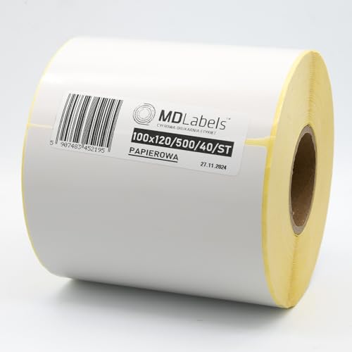 MD Labels Selbstklebende Thermotransfer-Papieretiketten Weiß 100x120 mm 500 Stk. von MD Labels