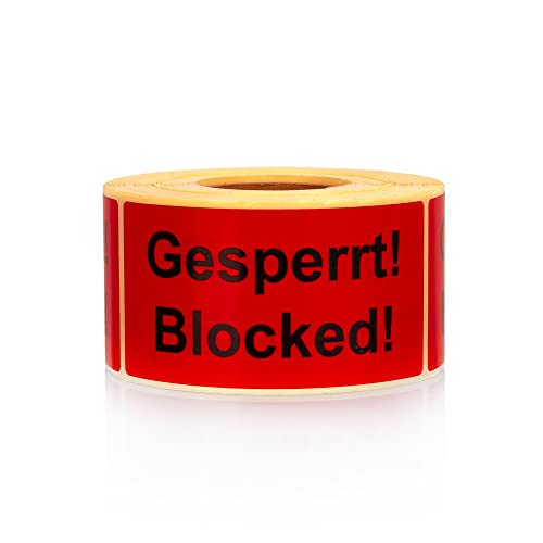 MD Labels Warnetiketten auf rolle 100x50mm – 500 Gesperrt! Blocked! Versandaufkleber - Versandhinweis Haftetiketten von MD Labels