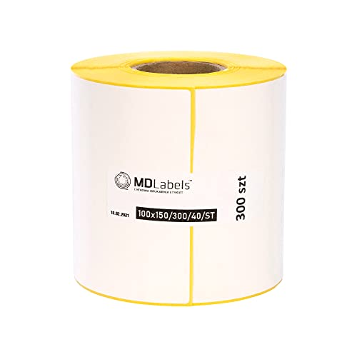 MDlabels Weiße Thermo etiketten auf Rolle 100x150 mm 300 permanent haftend, Versandetiketten, 4" x 6" Thermische etiketten von MDlabels