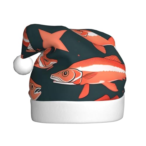 Lachs Weihnachtsmannmützen-Set für Erwachsene, Männer und Frauen, Weihnachten für Weihnachten, Neujahr, Party, Kopfbedeckung, 1 Stück Lachs Weihnachtsmannmützen-Set für Erwachsene, Männer und Frauen, Weihnachten für Weihnachten, Neujahr, Party, Kopfbedeckung, 1 Stück von MDATT