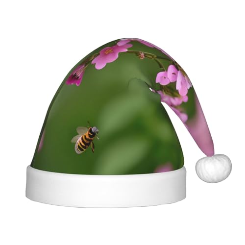 MDATT Bee Flying Weihnachtsmannmützen-Geschenk-Set für Unisex, Teenager, Weihnachten, Neujahr, Party, Kopfbedeckung, 1 Stück von MDATT