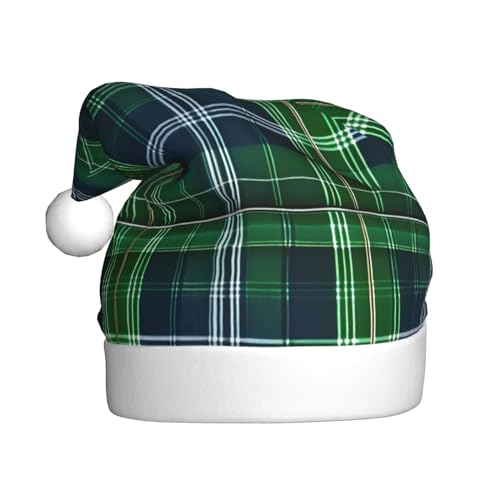 MDATT Blaue schottische Weihnachtsmütze mit Schottenkaro, Weihnachtsmütze, lustige Hüte für Erwachsene, Party-Kostüm-Zubehör von MDATT