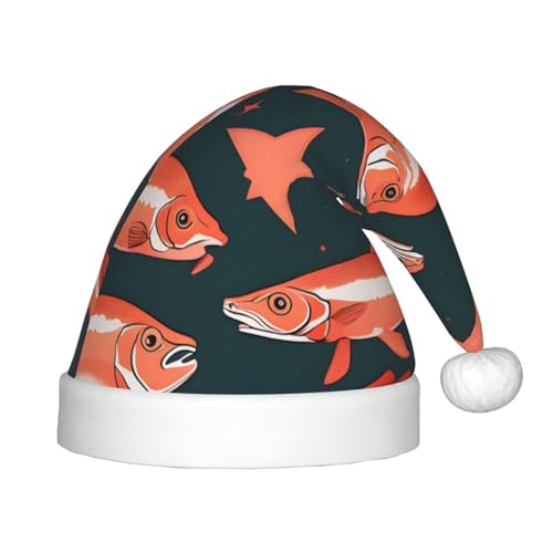 MDATT Lachs Weihnachtsmannmützen-Geschenk-Set für Unisex, Teenager, Weihnachten, Neujahr, Party, Kopfbedeckung, 1 Stück von MDATT