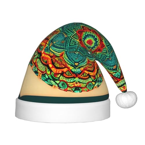 MDATT Mandala-Weihnachtsmannmützen-Geschenk-Set für Unisex, Teenager, Weihnachten, Neujahr, Party, Kopfbedeckung, 1 Stück von MDATT