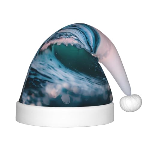 MDATT Ocean Waves Weihnachtsmannmützen-Geschenk-Set für Unisex, Teenager, Weihnachten, Neujahr, Party, Kopfbedeckung, 1 Stück von MDATT